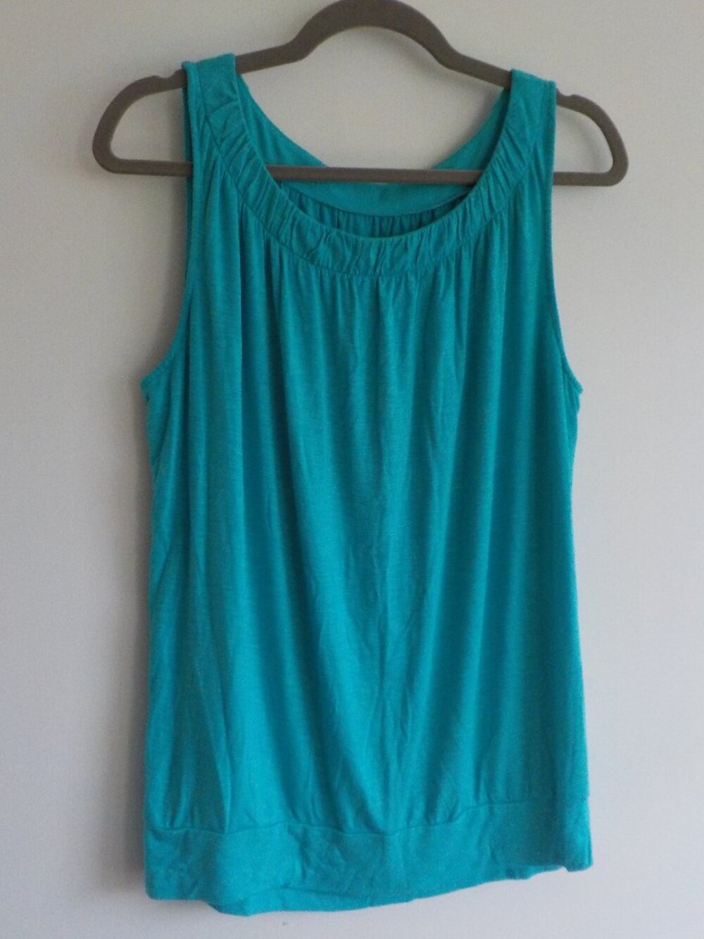 Loft Tank Top - Large - Turquoise Gathered Waistband Beach Summer (2278)